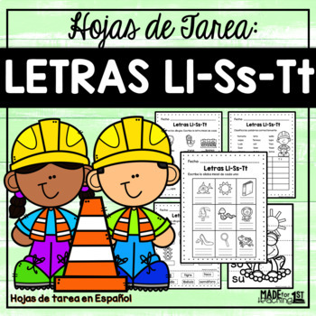 Preview of Letras Ll, Ss y Tt | Spanish Worksheets