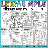 Letras M P L S | Sílabas con M P L S | Actividades de lect