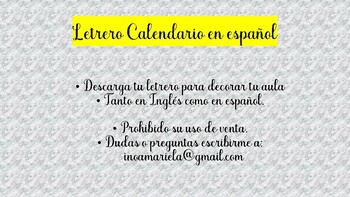 Preview of Letrero- Calendario- Calendary