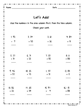 Preview of Let's Add! Double Digit Addition without Regrouping