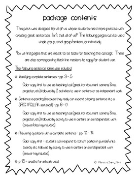 Let's Build Super Sentences - Help students write complete sentences