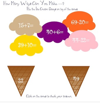 Lets Build an Ice Cream Cone - Addition & Subtraction Skills by Katie Ann