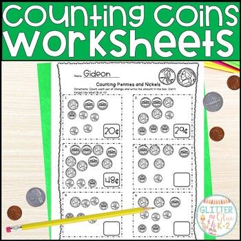 Preview of Counting Sets of Coins Worksheets- Differentiate with Mixed & Same Sets of Coins