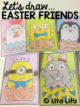 Preview of Let's Draw Easter Friends FREEBIE