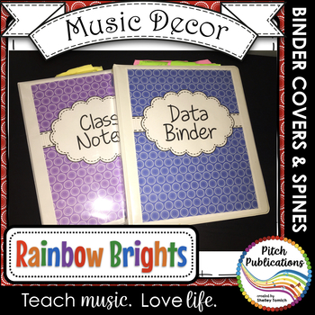 Preview of Let's Get Organized - RAINBOW BRIGHTS - Music Binder Covers!  Amazing Colors!