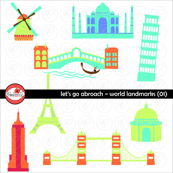 Preview of Let's Go Abroad! World Landmark (Set 01) Clipart by Poppydreamz