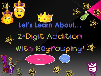 Preview of Let's Learn About 2-Digit Addition With Regrouping! (PowerPoint)