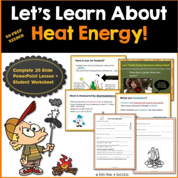 Preview of Heat Energy PowerPoint Lesson and Student Worksheet Printable