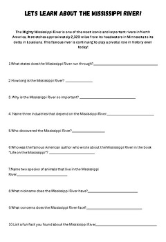 primary homework help mississippi river