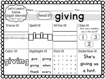 dolch first grade sight words