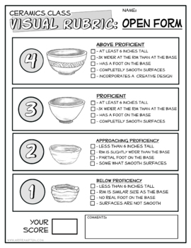 Preview of Lets Make Bowl! Visual Rubric for Open Form Assignment- Ceramics / Pottery Class