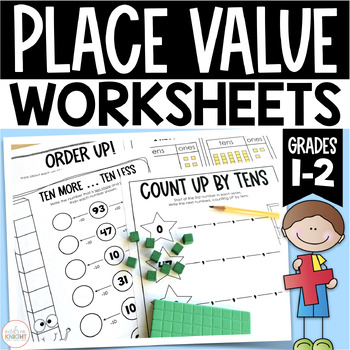 Preview of Place Value Math Skills Worksheets for First and Second Grades - CCSS Aligned