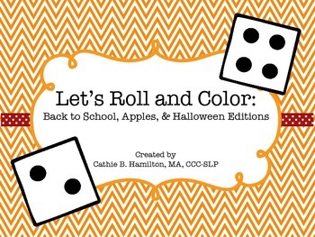 Preview of Let's Roll and Color: Back to School, Apples, & Halloween