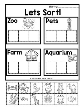 Lets Sort! Aquarium, Zoo, Farm Animals by MsColes'Classroom | TpT