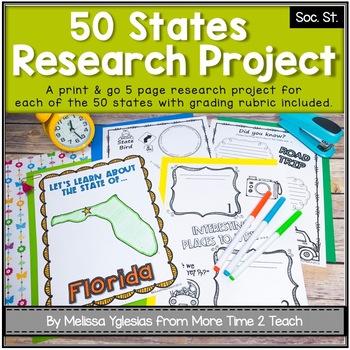 Preview of 50 States Project- Research Project | Report {with grading rubric}
