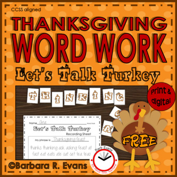 Preview of THANKSGIVING WORD WORK ACTIVITY Literacy Center Making Words Vocabulary FREEBIE