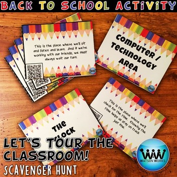 Preview of Let's Tour the Classroom! Scavenger Hunt: A Back to School Activity w/ QR Codes