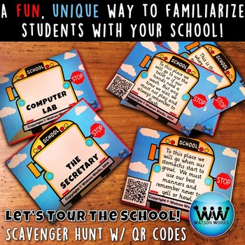 Preview of Let's Tour the School! Scavenger Hunt: A Back to School Activity w/ QR Codes