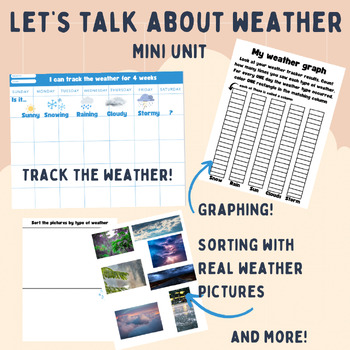 Preview of Lets talk about weather mini unit - activities - graphing and tracking weather