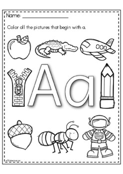 Letter A : Beginning Letter Sounds Worksheets by Watermelon | TpT