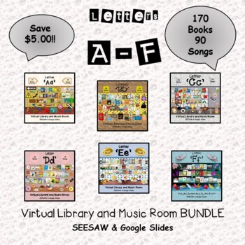 Preview of Letter 'A-F' Virtual Library & Music Room BUNDLE - SEESAW & Google Slides