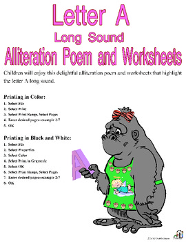 Letter A - Long Sound Alliteration Set by C and L Curriculum | TpT