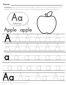 Letter A Practice (Apple) by High Street Scholar Boutique | TPT