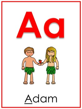Preview of Letter A Printable Bible Alphabet Poster. Preschool-Kindergarten Phonics.
