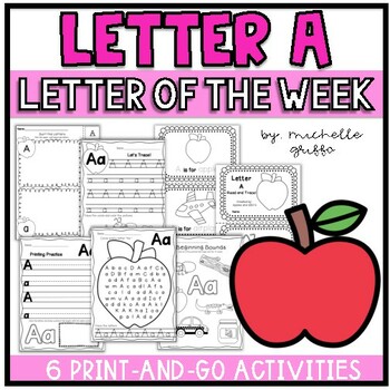 Preview of Letter A Printables Activities Tracing Sounds Recognition Letter of the Week