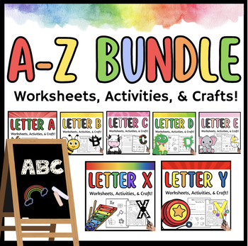 Letter A-Z Alphabet BUNDLE Packets Worksheets, Activities & Crafts Pre ...