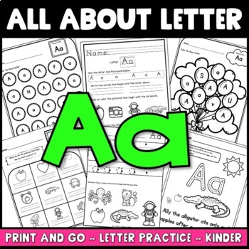 Letter A a Worksheets and Book Preschool or Kindergarten | TPT