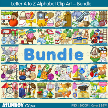 Preview of Letter A to Z Alphabet Clip Art Bundle - Watercolor Pencils Painting Clipart