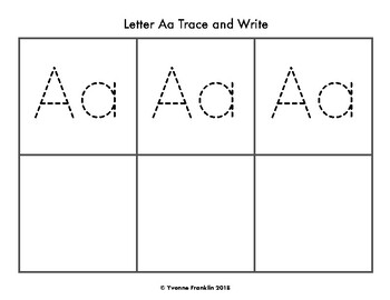 letter aa color trace write the room by miss franklin tpt