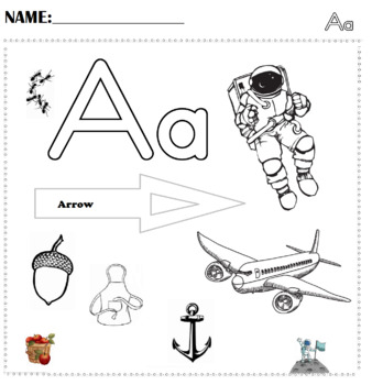 Preview of Letter Aa Coloring Identification Worksheet