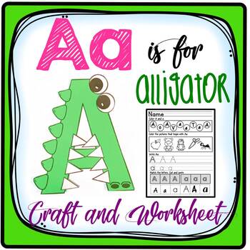 Preview of Letter A Craft: Alphabet Craft, Aa Craft, A is for Alligator craft