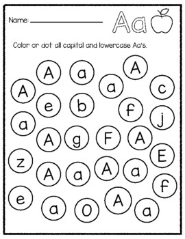 Letter Aa Find and Dot it by Shine-EarlyEd | TPT