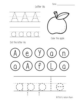 letter aa worksheets activities freebie by ms ks autism
