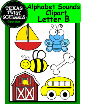 Preview of Beginning Letter Sounds Clipart Letter B {Texas Twist Scribbles}