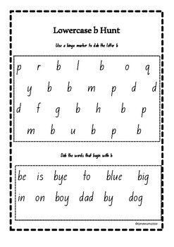 Letter B Alphabet L3 centres/groups Beginning Sounds Phonics Worksheets