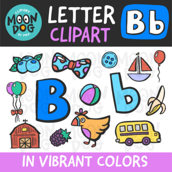 Letter B Clipart AND coloring page! doodle style by Moondog Creative