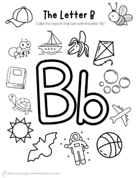 Letter B Coloring Worksheet by High Street Scholar Boutique | TPT