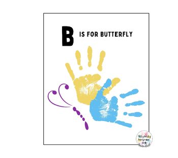 Preview of Letter B Handprint Art Craft Printable Template / Alphabet / B is for Butterfly