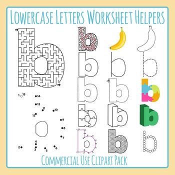 Letter B Lowercase Worksheet Helper Clip Art Set For Commercial Use