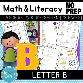 Preview of Letter B Math & Literacy Alphabet Activities NO PREP {Color & BW set included}
