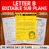 Letter B Themed Editable Emergency Sub Plans, Substitute Plans
