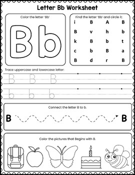 Letter B Worksheets Recognition, Tracing, Writing, Coloring for Preschool