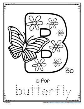 Preview of Letter B is for Butterfly Trace and Color Printable Spring Summer FREE