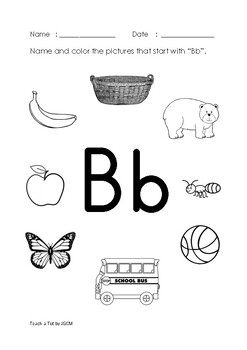 Letter Bb Worksheet by Teach-a-Tot | Teachers Pay Teachers