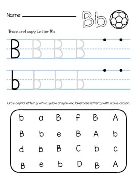 Letter Bb trace, copy and circle by Shine-EarlyEd | TPT