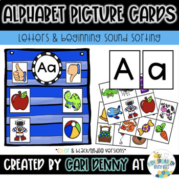 Preview of Letter & Beginning Sound Picture Cards | Back to School Pocket Chart Activity